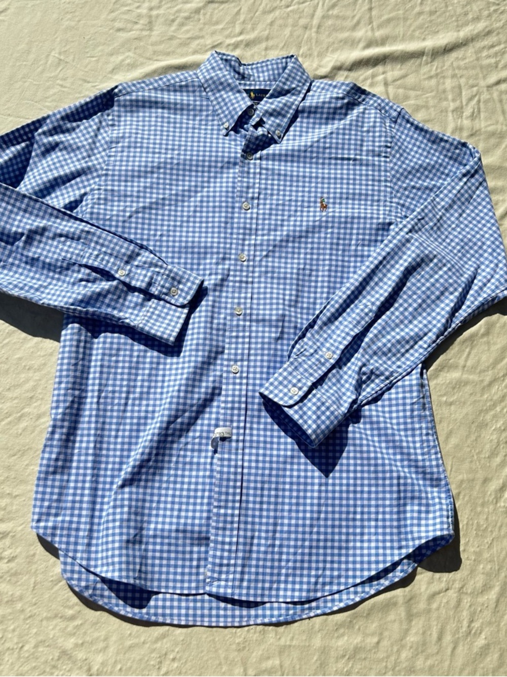 Light Blue Gingham Button-Down Men's Shirt